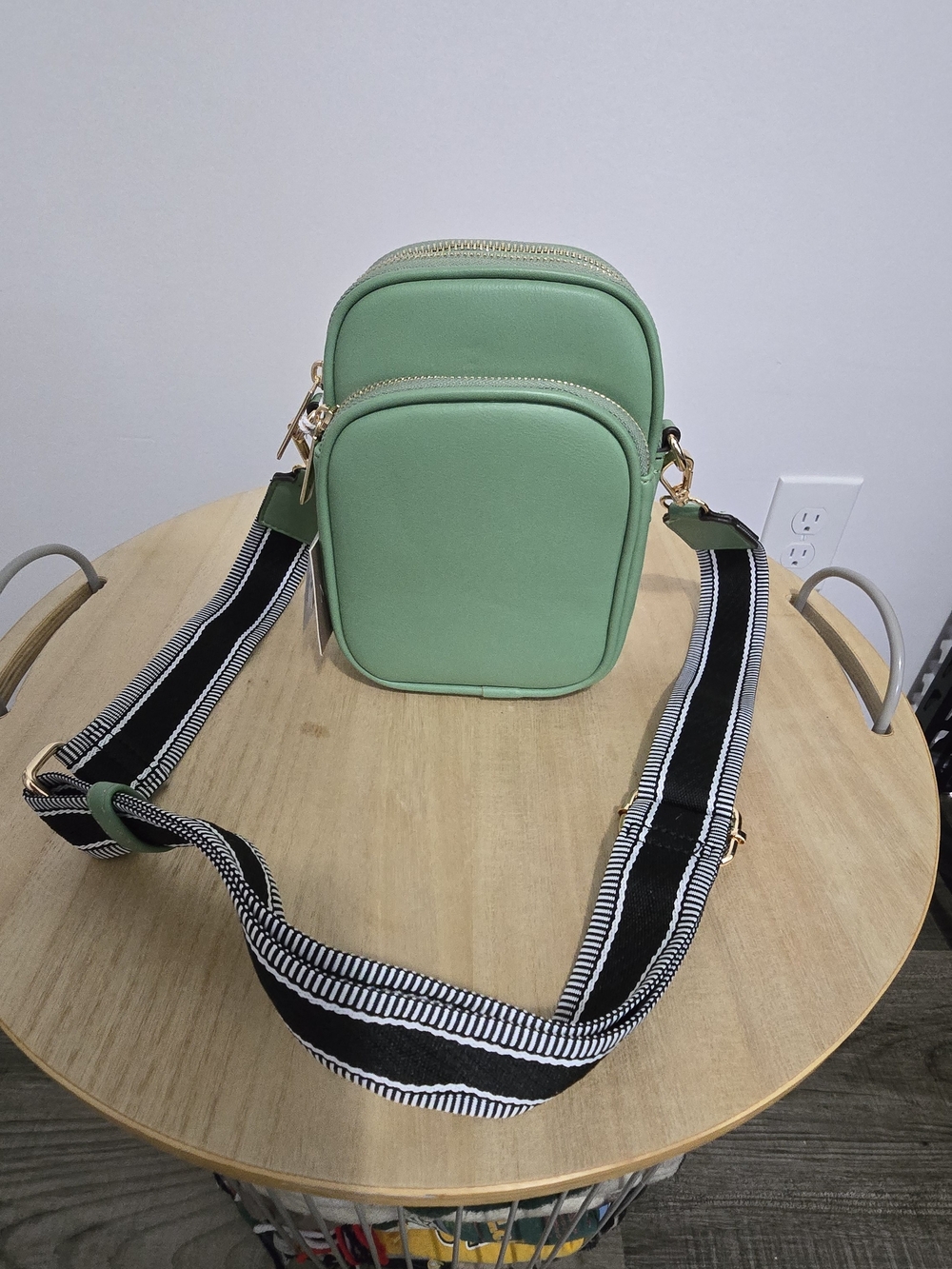 Sage Green Mali & Lilli Crossbody Bag with Wide Stripe Strap